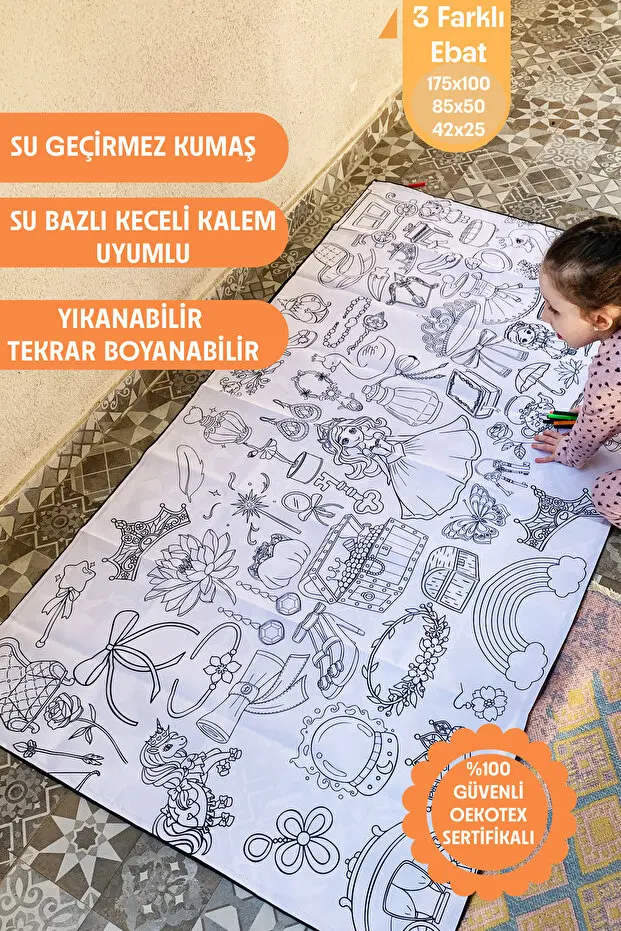 Prenses desenli boyama örtüsü